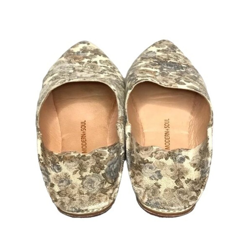 Modern Soul 7.5 40 rose print leather flats mules - Picture 3 of 6